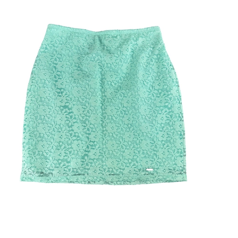 Hollister Mint Green Floral Lace Mini Skirt Small Elastic Waist Lined Coquette - Picture 1 of 6